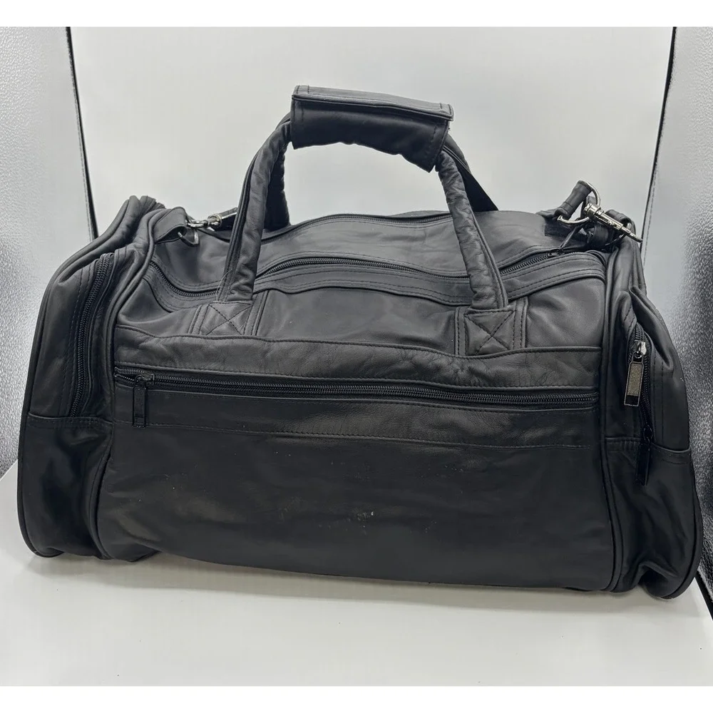 Leather Duffel Bag Travel Gym Sports Overnight Weekend Foster Wheeler Logo